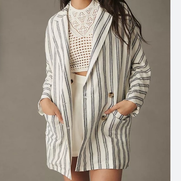 Anthropologie Jackets & Blazers - Anthropologie Pilcro Dolman-Sleeve Blazer Sz S Linen Blend Striped *O9